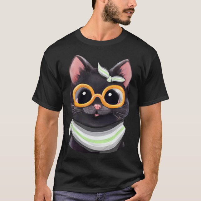 T-shirt Couleurs du drapeau agender un chat mignon pour la (Devant)