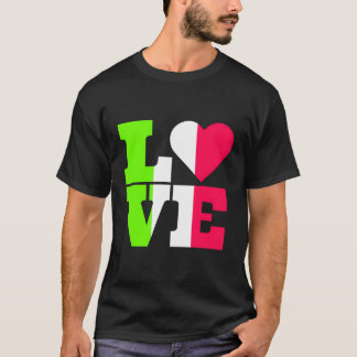 T-shirt Couleurs italiennes Drapeau Coeur Amour Italie