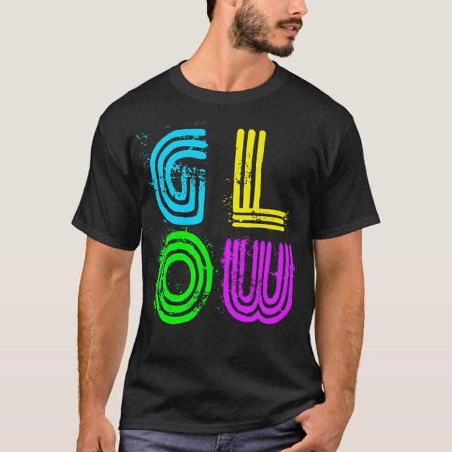 T-shirt Couleurs Néon Lumineuses Grandes Lettres Rétro Dis (Devant)