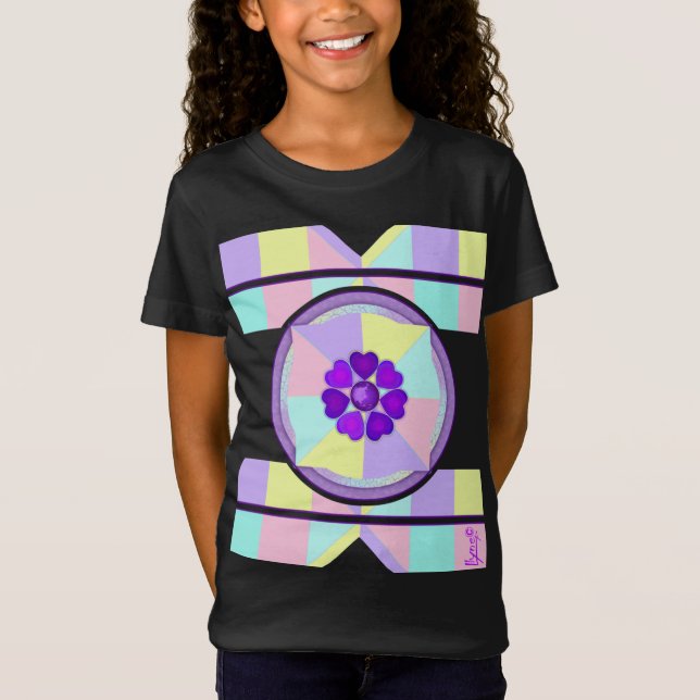 T-Shirt Couleurs pastel & coeurs violets battre (Devant)