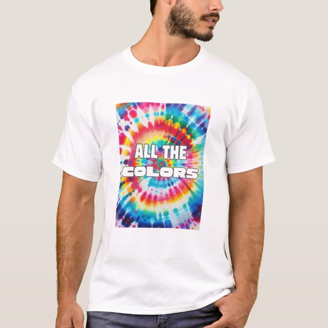 T-shirt Couleurs Rétro Arc-en-Ciel Tie-Dye  (Devant)