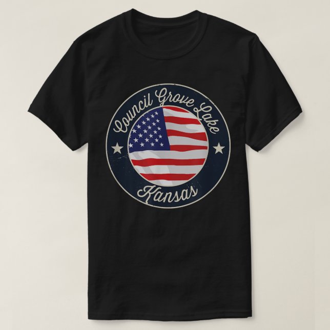 T-shirt Council Grove Lake - Patriotique Kansas Souvenir T (Design devant)