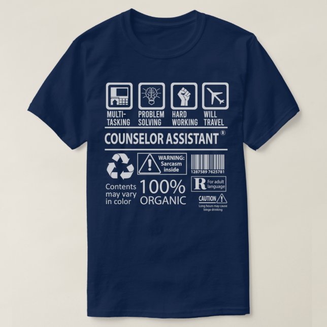 T-shirt Counselor Assistant MultiTasking Certified Job Gif (Design devant)