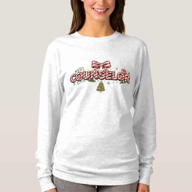 T-shirt Counselor Christmas Long Sleeve – Playful Holiday (Devant)