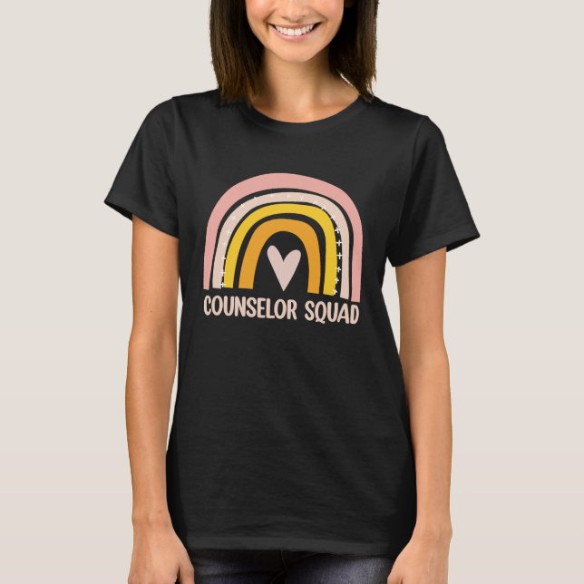 T-shirt Counselor Squad  School Counselor Boho Rainbow (Devant)