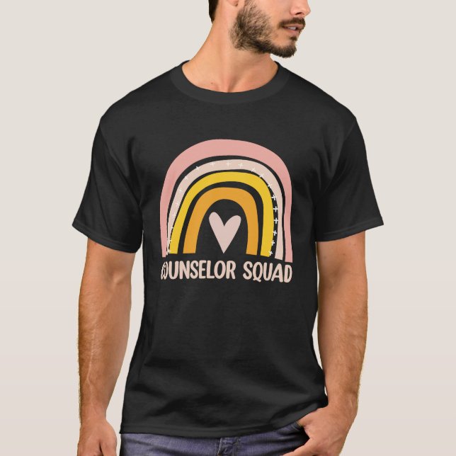 T-shirt Counselor Squad  School Counselor Boho Rainbow (Devant)