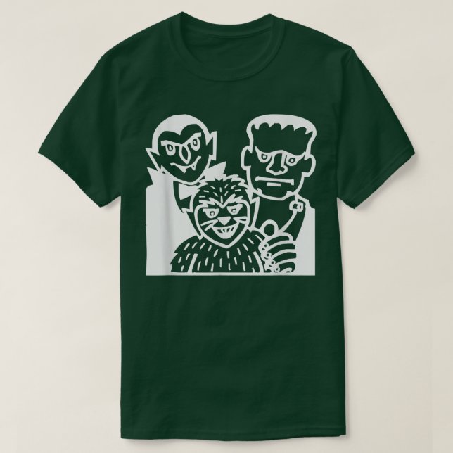 T-shirt Count Dracula, Frankenstein and Wolfman Halloween  (Design devant)