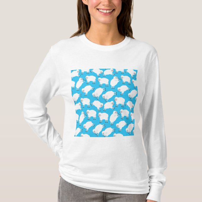 T-shirt Counting Sheep Blue Nursery Pattern (Devant)