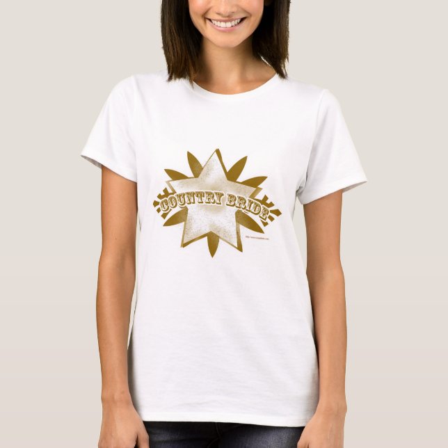T-shirt Country Bride Fun Rural Mariage Logo Brown (Devant)