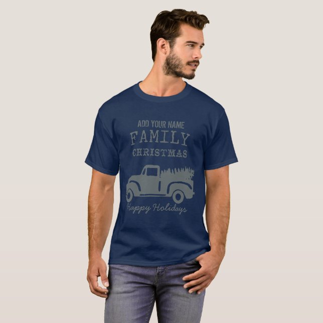 T-shirt Country Christmas Farm Truck Nom personnalisé (Devant entier)