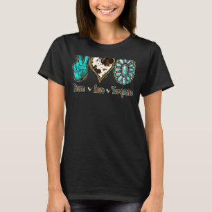 T-shirt Country Cowhide Peace Love Rodeo Turquoise Cowgirl