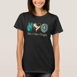 T-shirt Country Cowhide Peace Love Rodeo Turquoise Cowgirl
