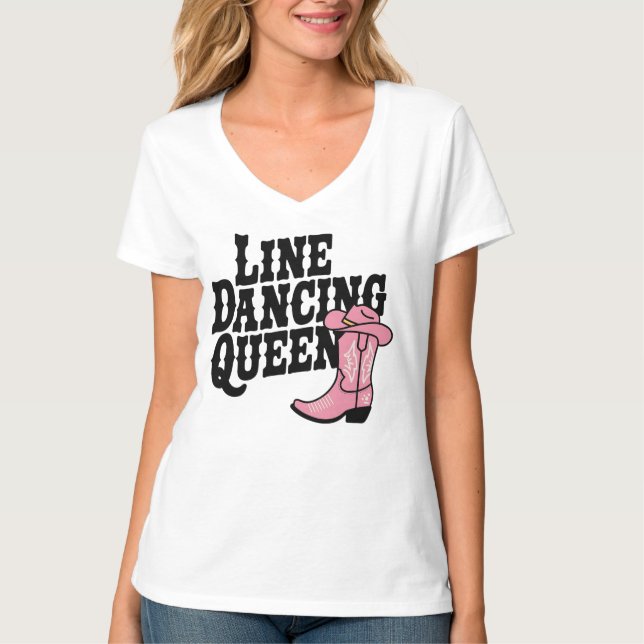 T-shirt Country Line Dancing Queen Cowgirl Boots Western (Devant)