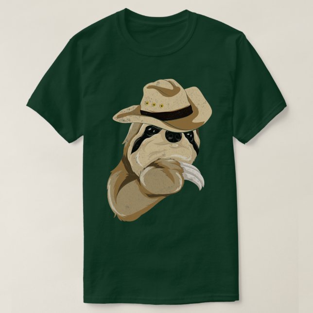 T-shirt Country Lover Cowboy Casquette Lazy Animal Sloth (Design devant)