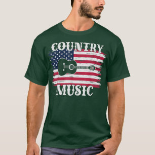 T-shirt Country Music Retro Vintage Guitare American Flag