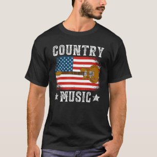 T-shirt Country Music US Drapeau Guitare Patriotique Sud N
