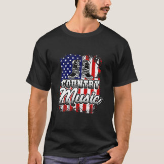 T-shirt Country Music Western Country Boots Distesse Ameri