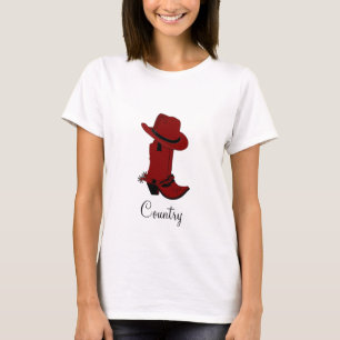 T-Shirt Country Red Hat & Boots