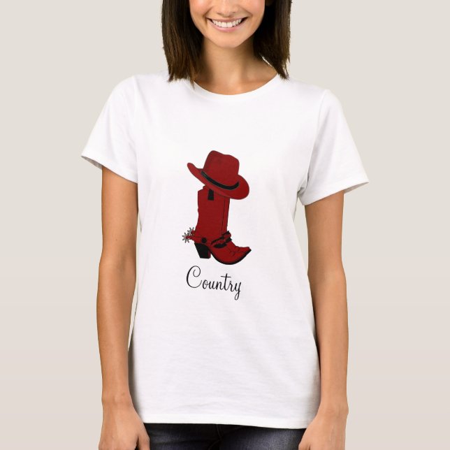 T-Shirt Country Red Hat & Boots (Devant)