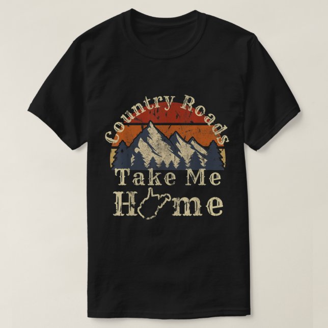 T-shirt Country Roads Virginie-Occidentale M'emmener Accue (Design devant)