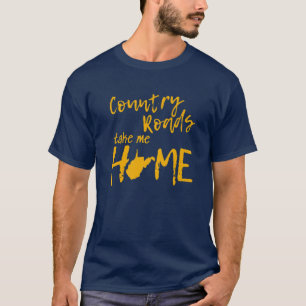T-shirt Country Roads West Virginia Carte Emmenez-moi à la