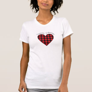 T-shirt Country Valentine Buffalo Check Heart Plaid