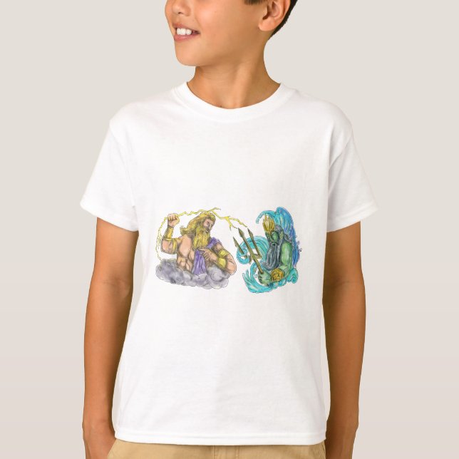 T-shirt Coup de foudre de Zeus contre le tatouage de (Devant)