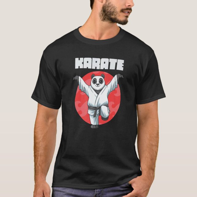 T-shirt Coup de pied de grue de Panda de karaté classique (Devant)