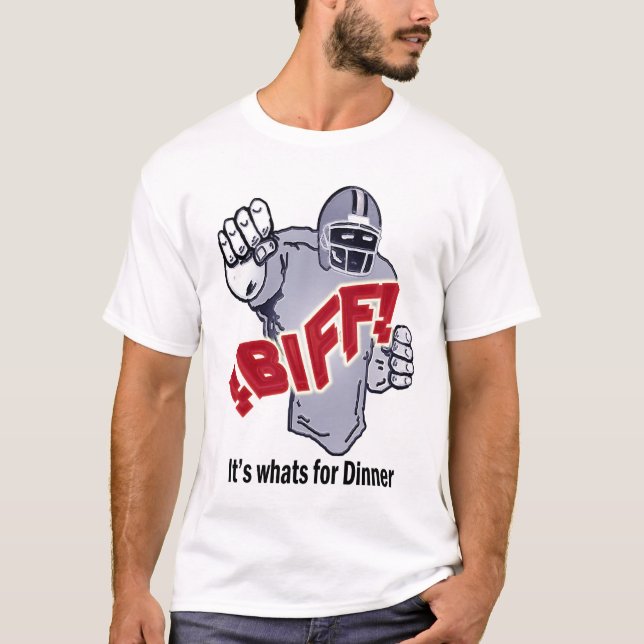 T-shirt COUP DE POING il est ce qui est pour le dîner (Devant)