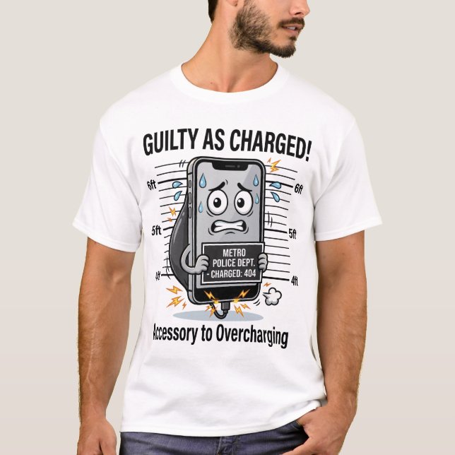 T-shirt Coupable comme accusé – Pun amusant sur le télépho (Devant)