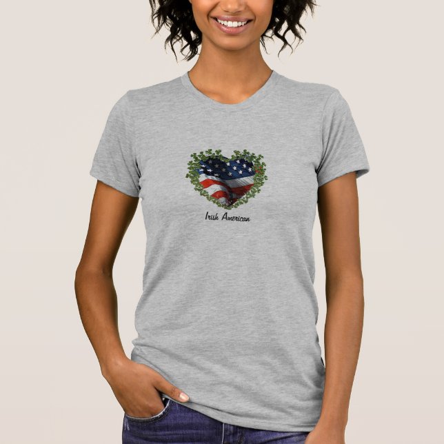 T-shirt coupe-coeur Shamrock irlandais américain (Devant)