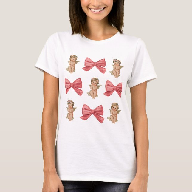T-shirt Coupe Cupidon Coquette Rose (Devant)