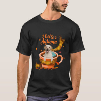 T-shirt Coupe Cute Labrador Coffee Bonjour Automne