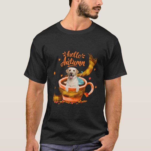 T-shirt Coupe Cute Labrador Coffee Bonjour Automne (Devant)