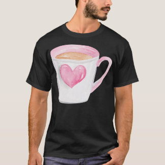 T-shirt Coupe de café au coeur rose