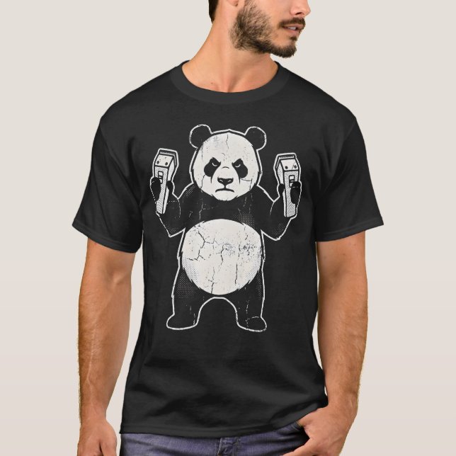 T-shirt Coupe de cheveux d'animal drôle de barber Panda (Devant)