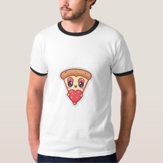 T-shirt Coupe de pizza Cute Kawaii tenant un coeur