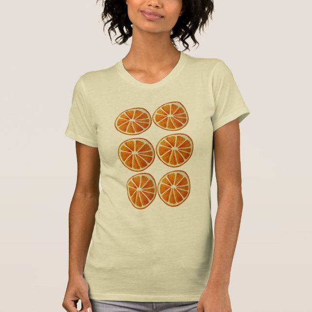 T-shirt Coupe d'orange juteuse aquarelle art motif pop art (Devant)