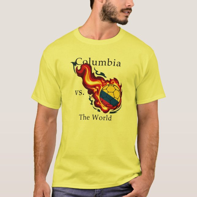 T-shirt Coupe du Monde - Colombie contre le World Flaming  (Devant)
