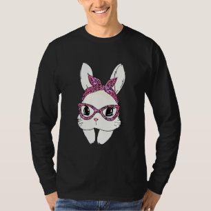 T-shirt Coupe Empreinte de léopard Face Bunny Mignonne Lun