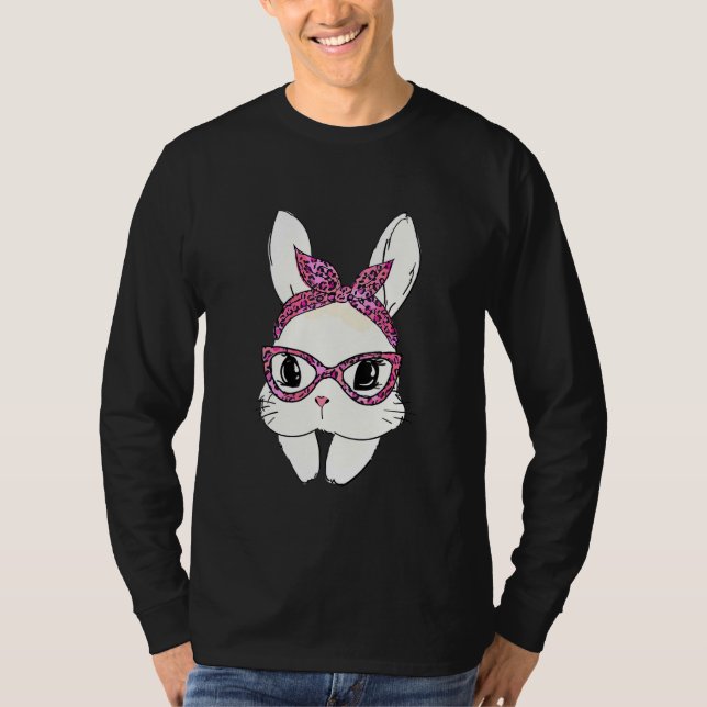T-shirt Coupe Empreinte de léopard Face Bunny Mignonne Lun (Devant)