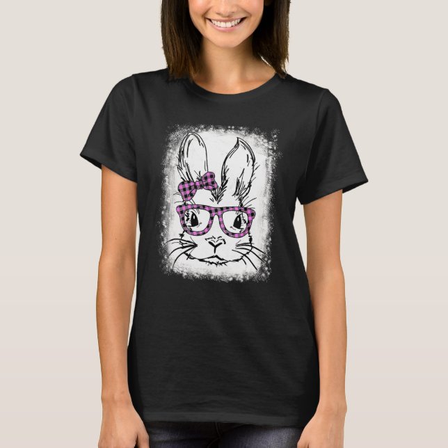 T-shirt Coupe Empreinte de léopard Visage Bunny Pâques Fem (Devant)