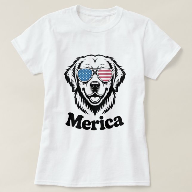 T-shirt "Coupe patriotique à Shades - 4 juillet Dog Pride  (Design devant)