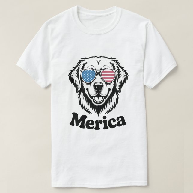 T-shirt "Coupe patriotique à Shades - 4 juillet Dog Pride  (Design devant)