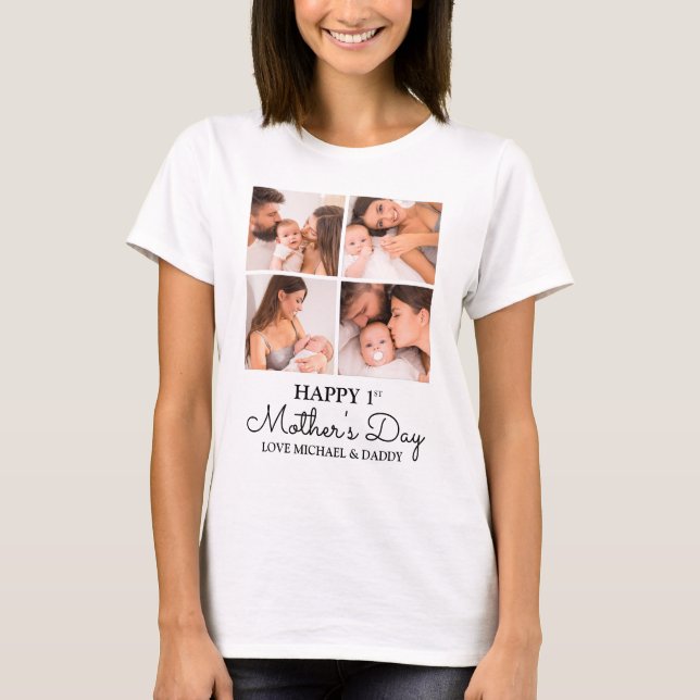 T-shirt Coupe photo moderne Happy First Mothers Day (Devant)