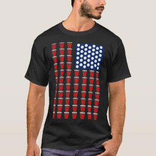 T-shirt Coupe Solo Rouge Tendance 4 Juillet Beer Pong Drap