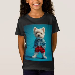 T-Shirt Coupe Westie stylish en Denim et Basket