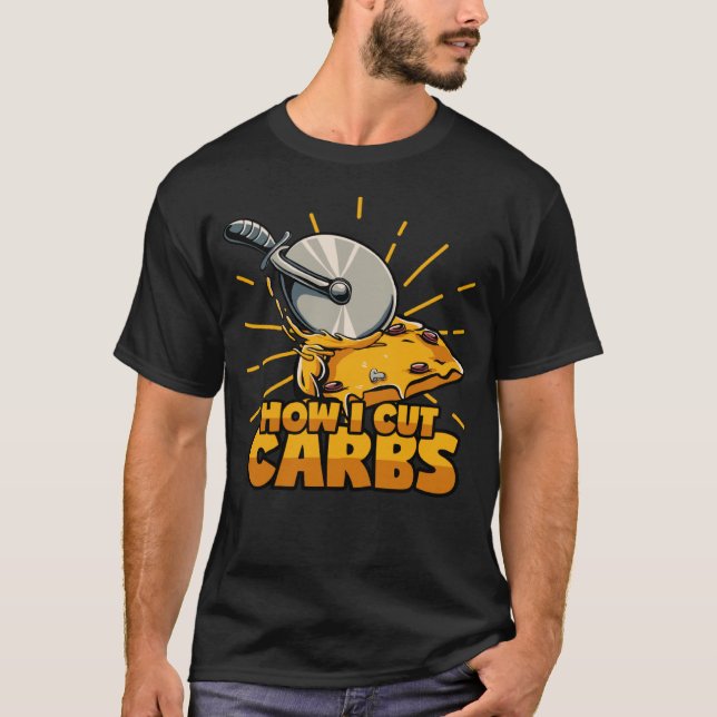 T-shirt Couper Carbs Pizza Couteau Régime alimentaire Perd (Devant)