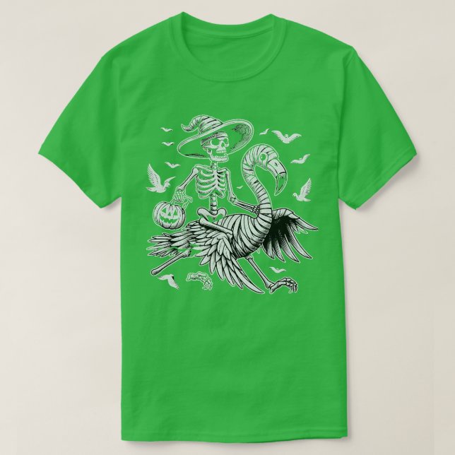 T-shirt Couper Flamant rose Éffrayant Squelette Halloween (Design devant)