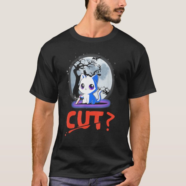 T-shirt Couper Le Costume D'Halloween Chat Murderous Avec  (Devant)